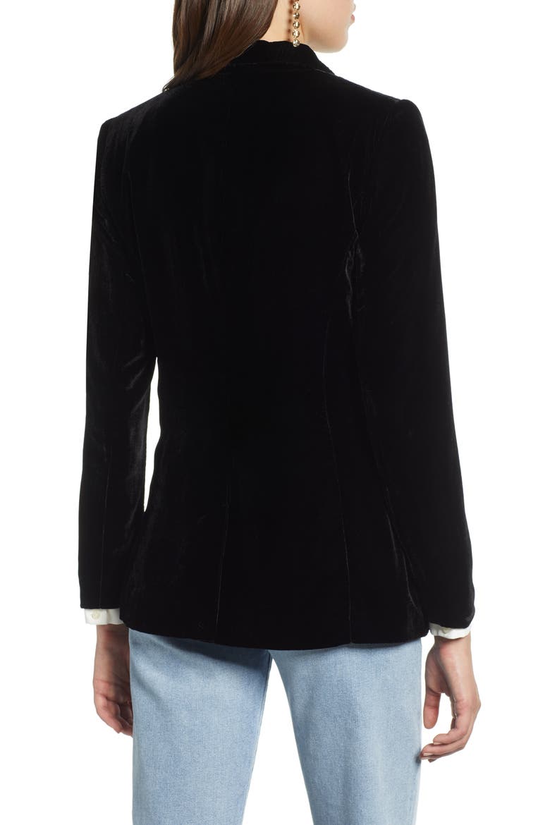 Velvet Blazer, Alternate, color, BLACK