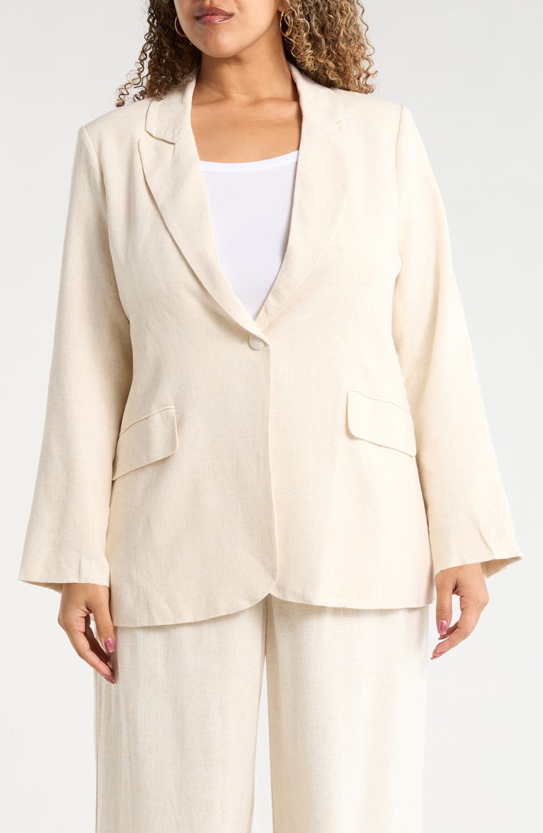 SUGARLIPS Candida Fitted Notch Lapel Blazer, Main, color, Natural