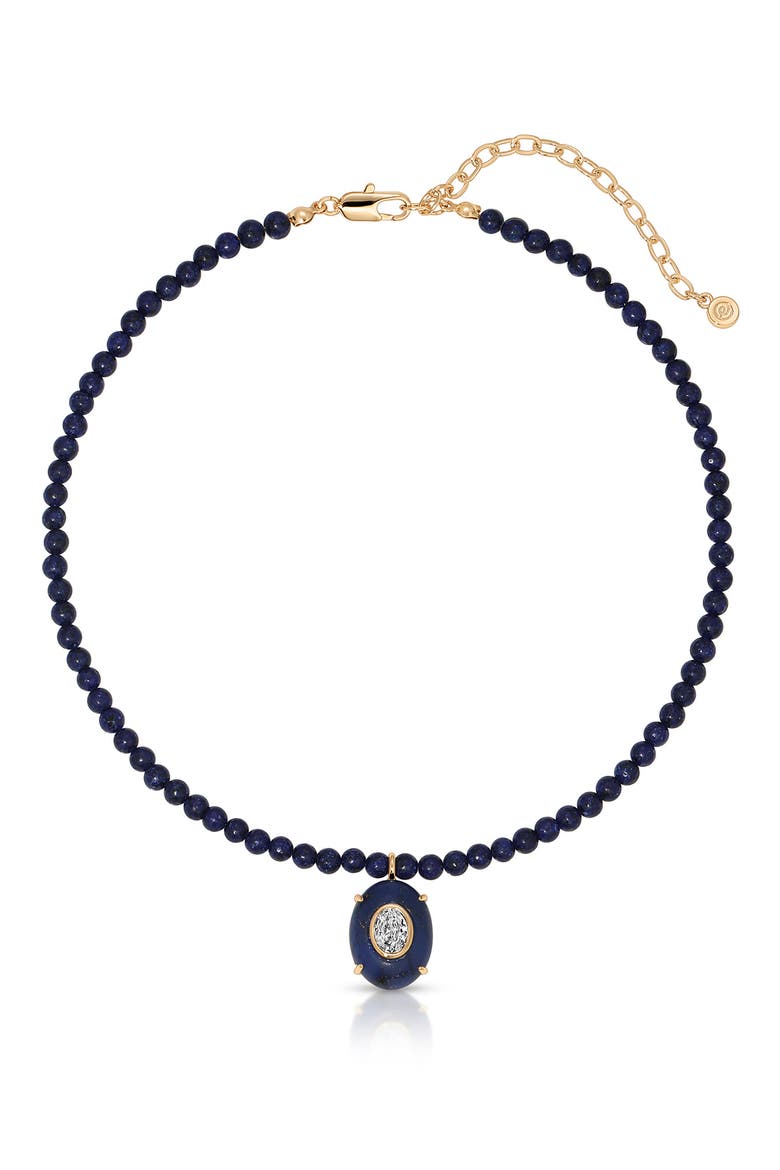 Beaded Pendant Necklace, Main, color, LAPIS