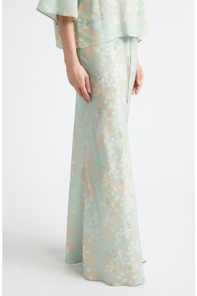Emily Floral Print Silk Maxi Skirt, Alternate, color, JASMIN - MINT