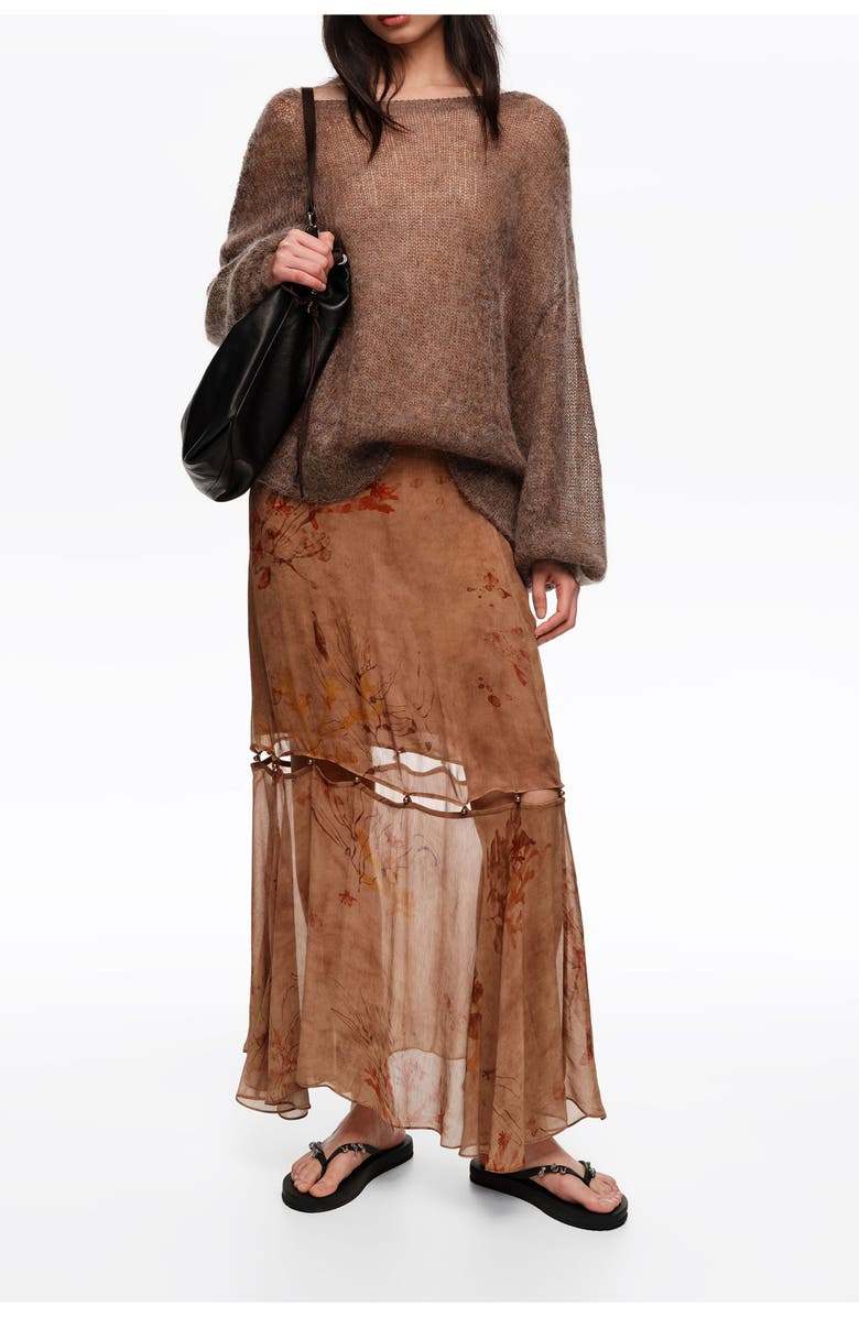 Bimba y Lola Flared Buttoned Skirt, Alternate, color, Underwater Garden