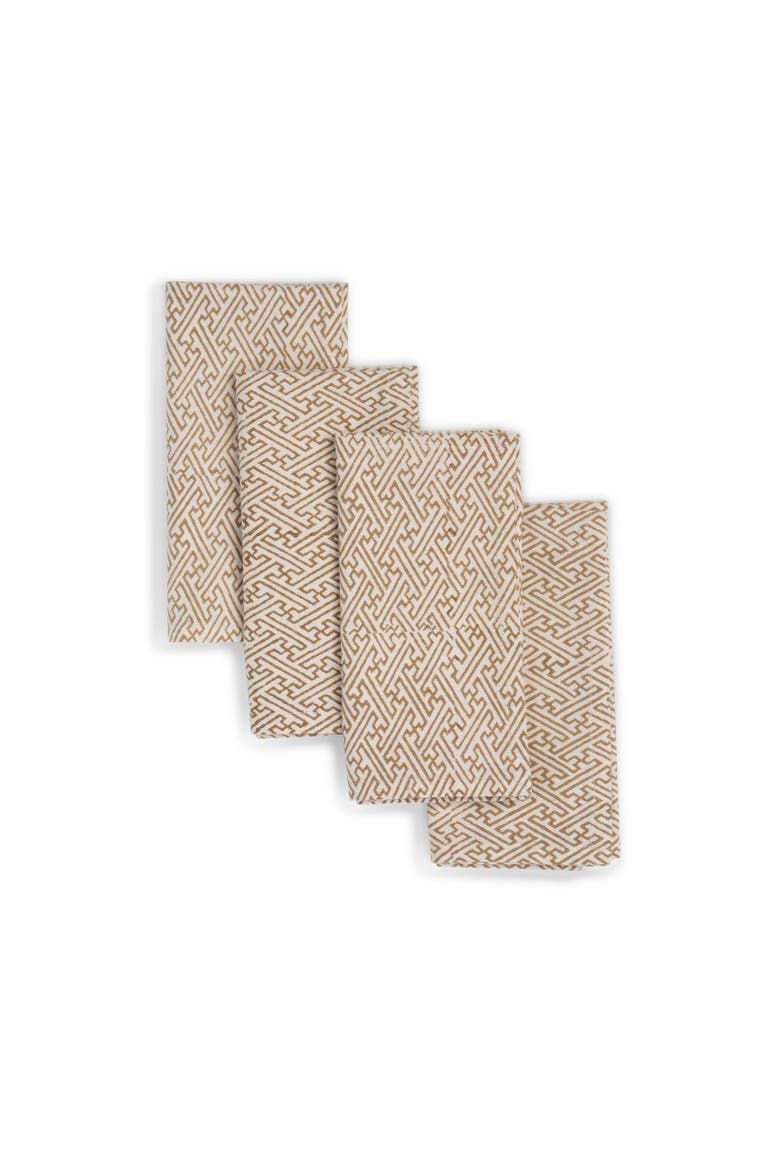 Vertex Hand Block Printed Napkins - Set of 4, Main, color, Golden Star