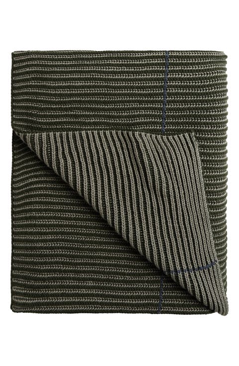 Two-Tone Organic Cotton Ribbed Throw Blanket