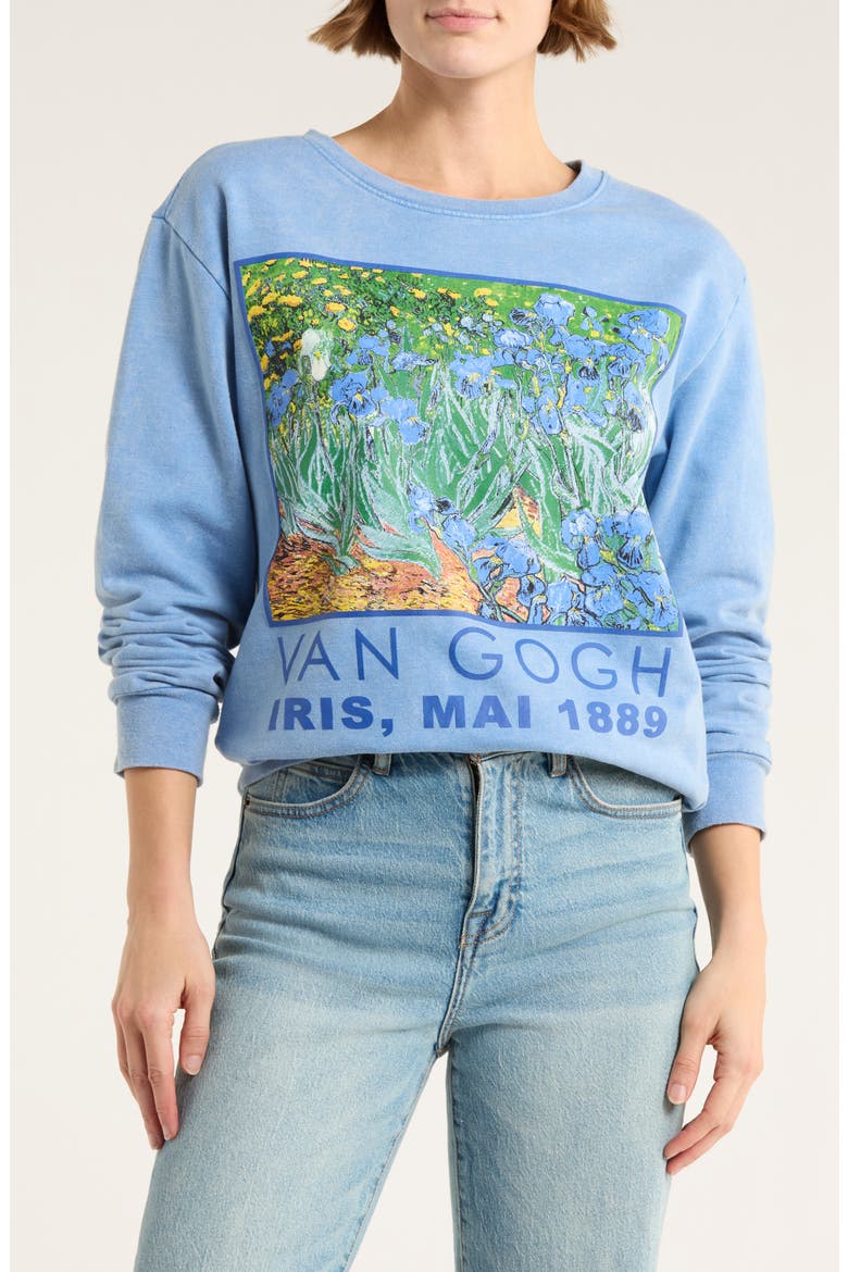 Van Gogh Iris Mai Crewneck Sweatshirt, Main, color, BLUE - CAROLINA