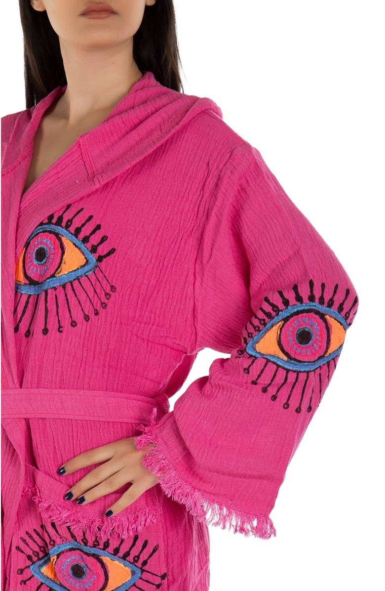 Forever & Always Shoes Imogen - Handmade Hooded Cotton Kimono, Alternate, color, Fuchsia