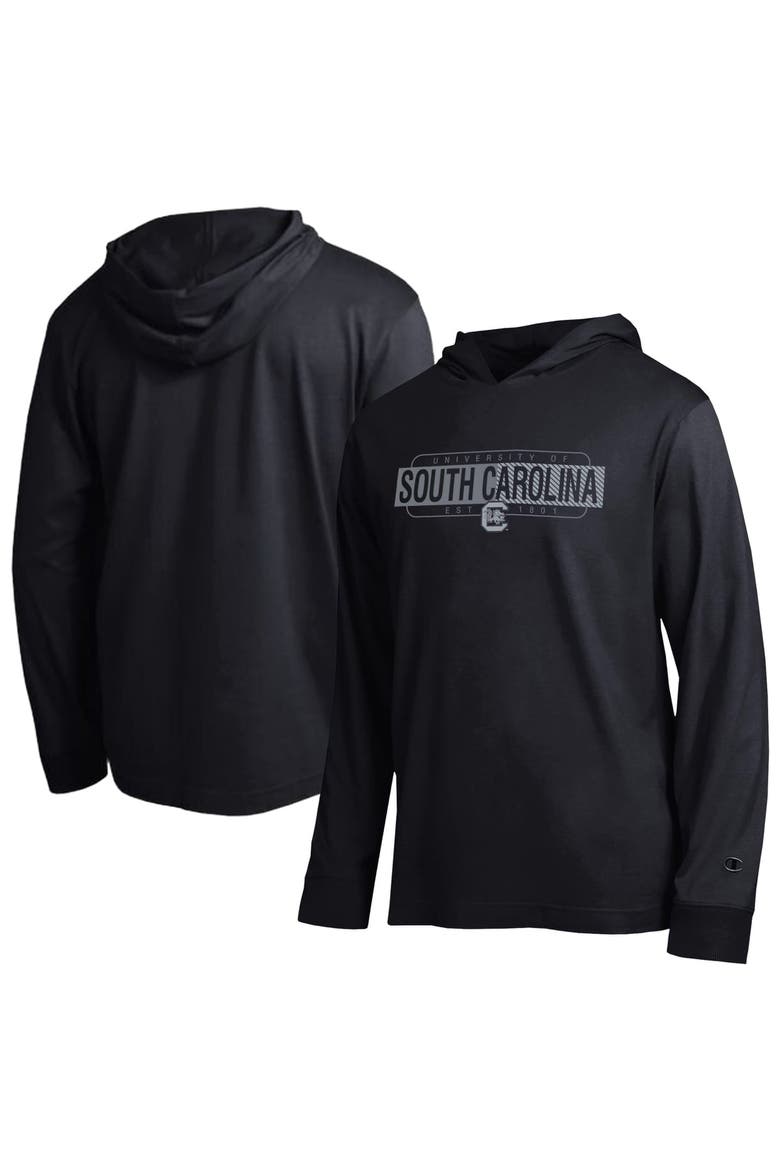 Men's Champion  Black South Carolina Gamecocks Gradient All-Star Long Sleeve Hooded T-Shirt, Main, color, Black