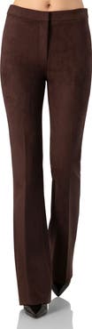 IVONNE Flared Faux-Suede Trousers with Simulated Back Pockets