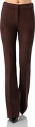 IVONNE Flared Faux-Suede Trousers with Simulated Back Pockets