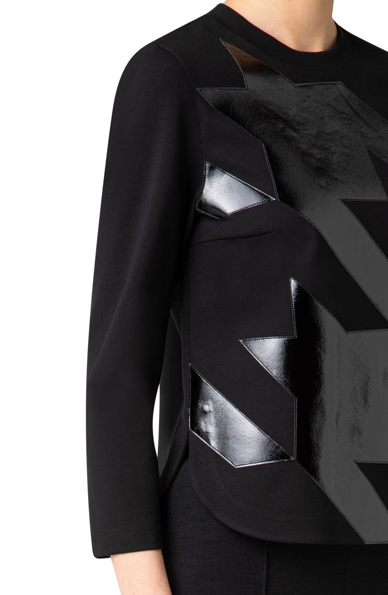 Akris punto Mixed Media Houndstooth Top, Alternate, color,