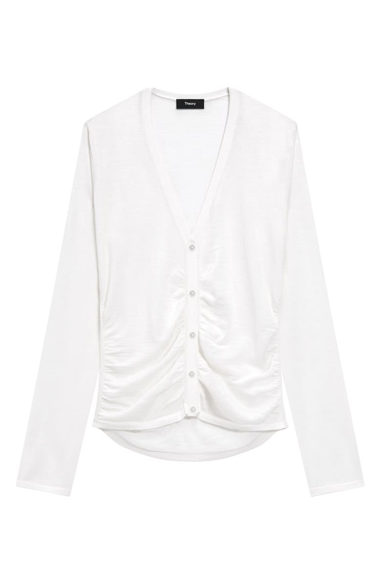 Theory Shirred Merino Wool Cardigan, Alternate, color, 
