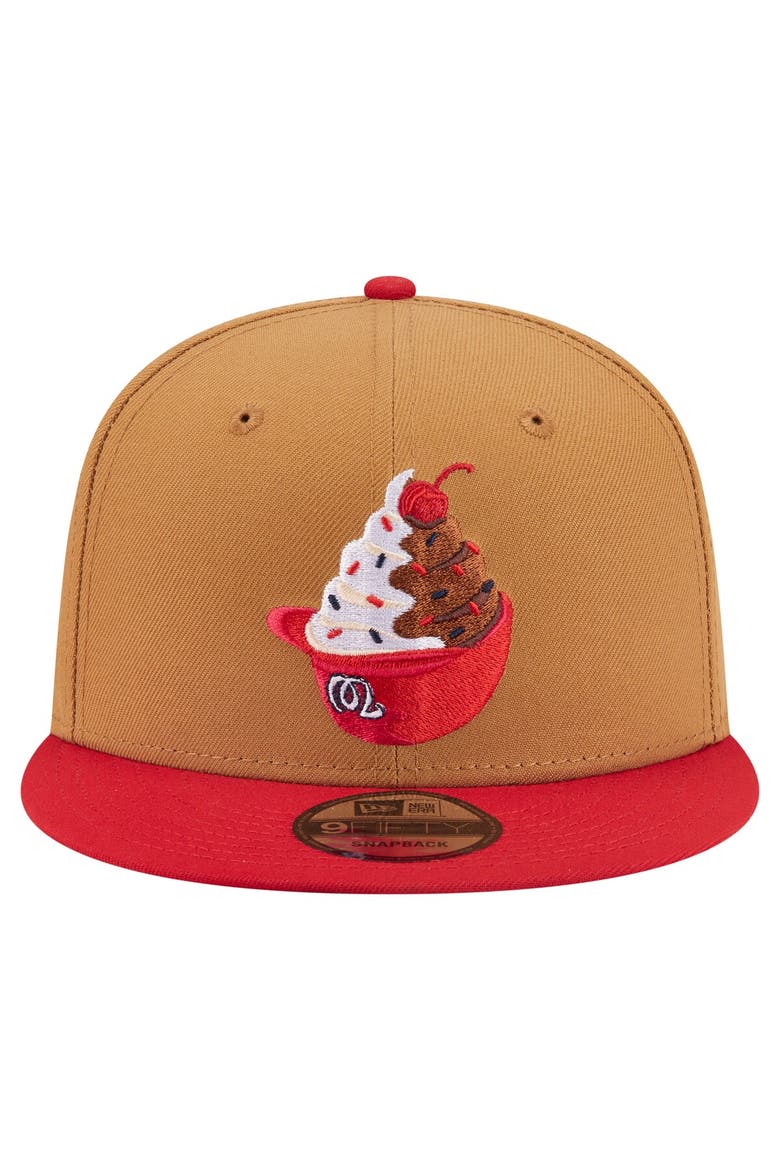 Men's New Era Khaki/Red Washington Nationals Ice Cream 9FIFTY Snapback Hat, Alternate, color, Khaki