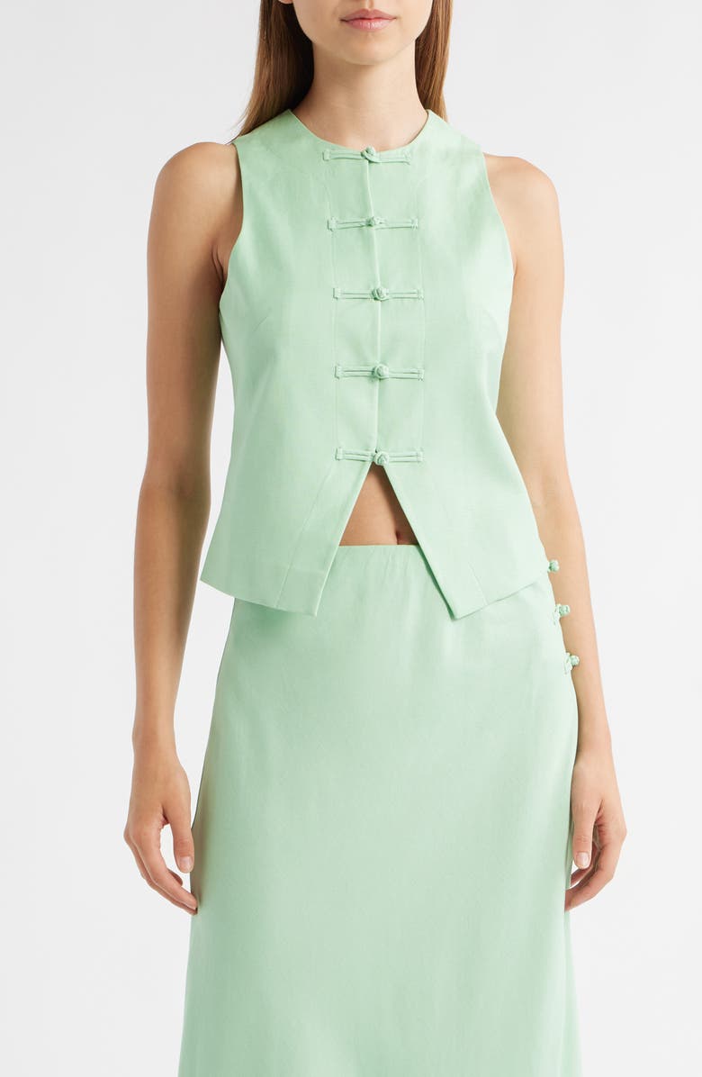 MANGO Woven Vest, Main, color, Pastel Green