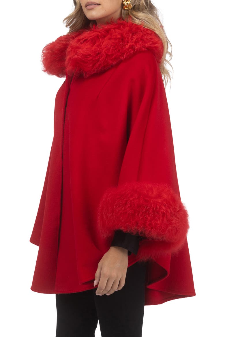 Wool And Cashmere Cape, Alternate, color, RED
