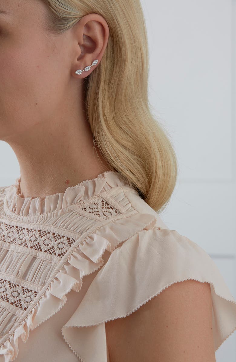 Sara Weinstock Reverie Three-Cluster Diamond Ear Crawler Earrings, Alternate, color, 18K White Gold Crawler - Left