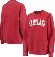 PRESSBOX Women's Pressbox Red Maryland Terrapins Comfy Cord Vintage Wash Basic Arch Pullover Sweatshirt