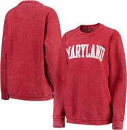 PRESSBOX Women's Pressbox Red Maryland Terrapins Comfy Cord Vintage Wash Basic Arch Pullover Sweatshirt