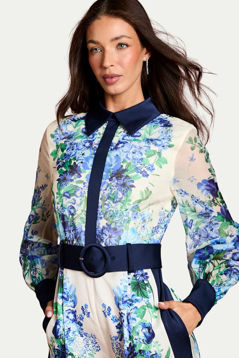 Long Sleeve Placement Print Jumpsuit, Alternate, color, Ivory