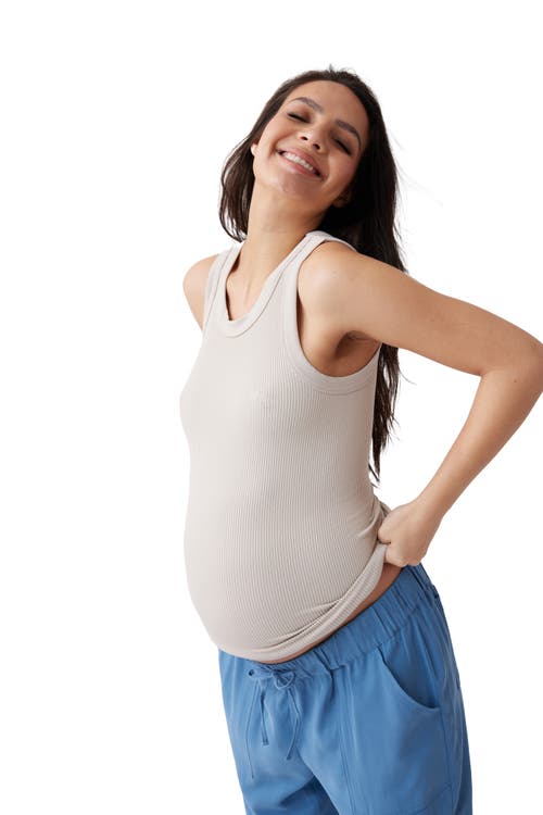 Ingrid & Isabel Seamless Maternity Rib Tank In Gray