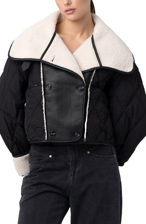 Blanknyc Faux Shearling Quilted Crop Jacket In Black