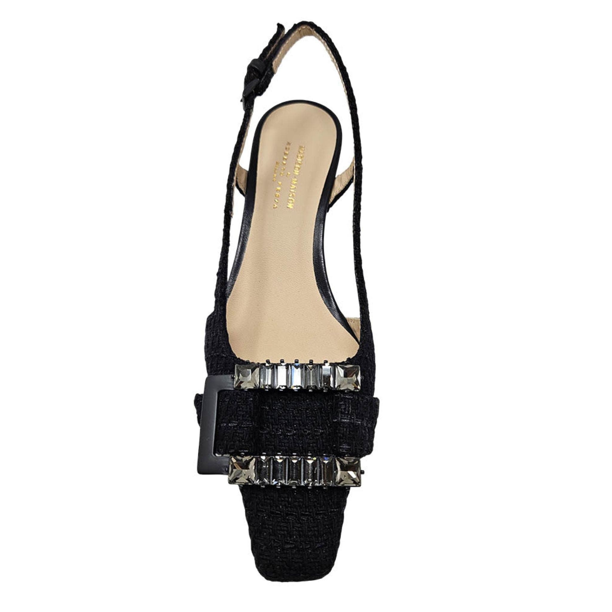 Crystal-Embellished Buckle Slingback Pumps, Alternate, color, Black