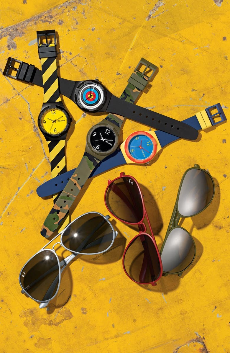 Jack Spade 'Graphic' Colorblock Watch, 38mm, Alternate, color, 