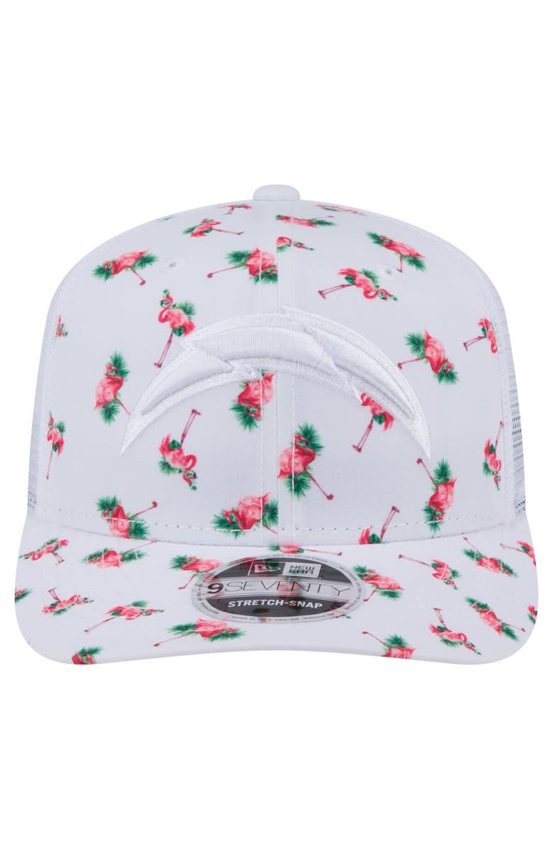 New Era Men's New Era White Los Angeles Chargers Adventure Flamingo Pattern 9SEVENTY Stretch-Snap Hat, Alternate, color, White