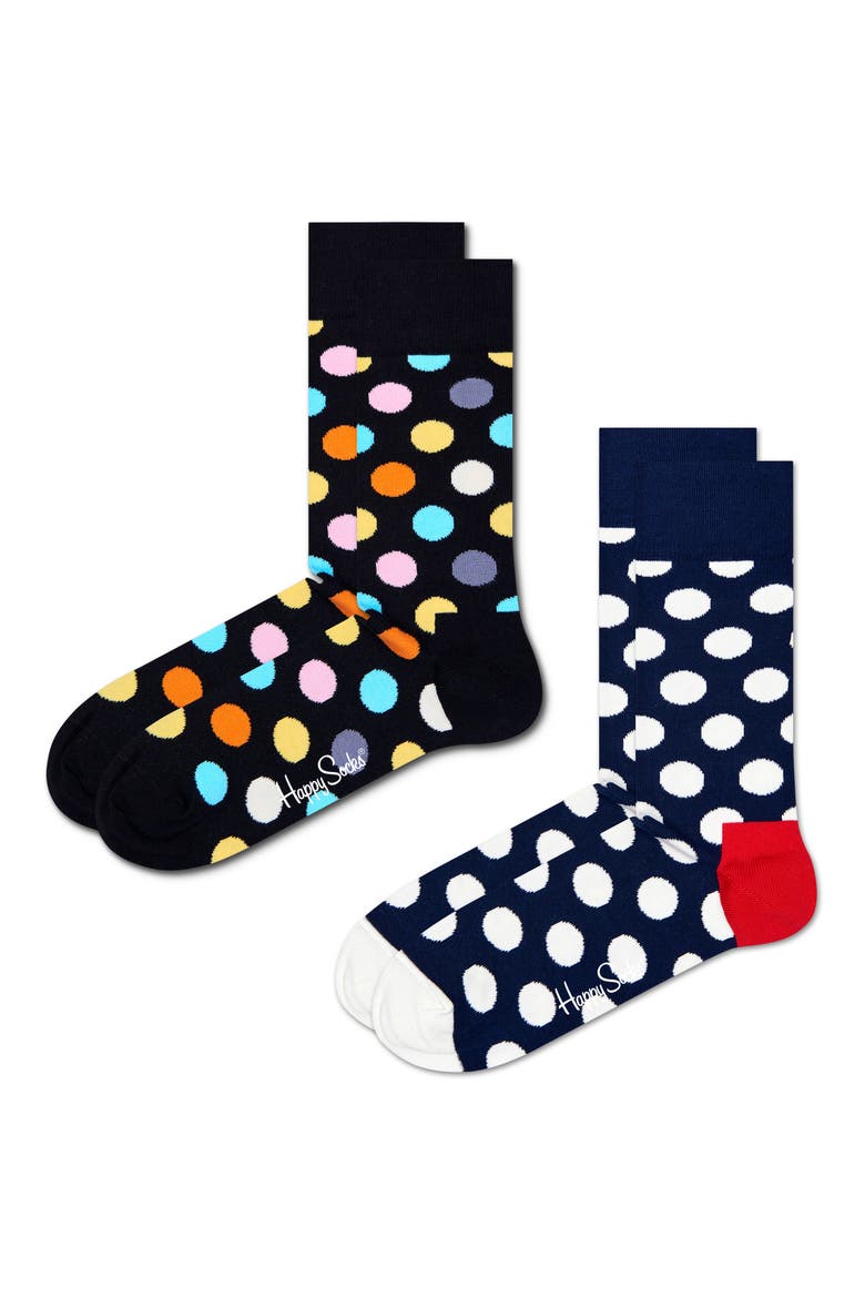 Assorted 2-Pack Classic Big Dot Socks, Main, color, BLACK