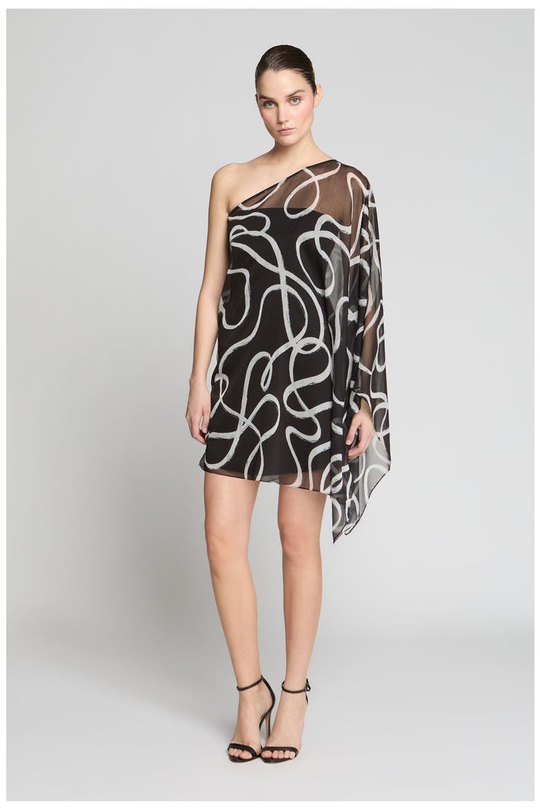 Chiffon Caftan Mini, Alternate, color, Black Ribbon