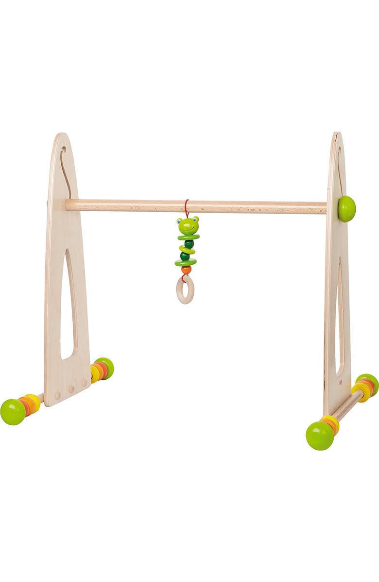 HABA Color Fun Play Gym - Wooden Activity Center with Adjustable Height, Sliding Discs and Dangling Frog, Main, color, 