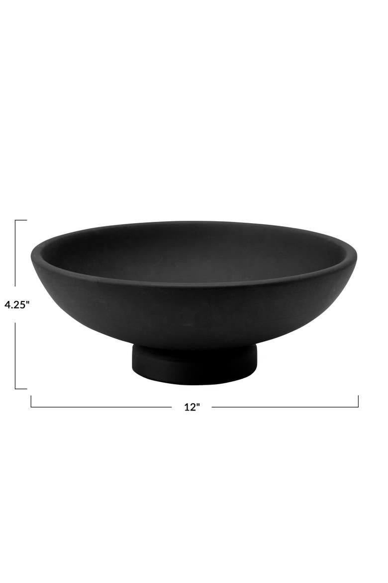 Mango Wood Footed Bowl, Black, Alternate, color, Black