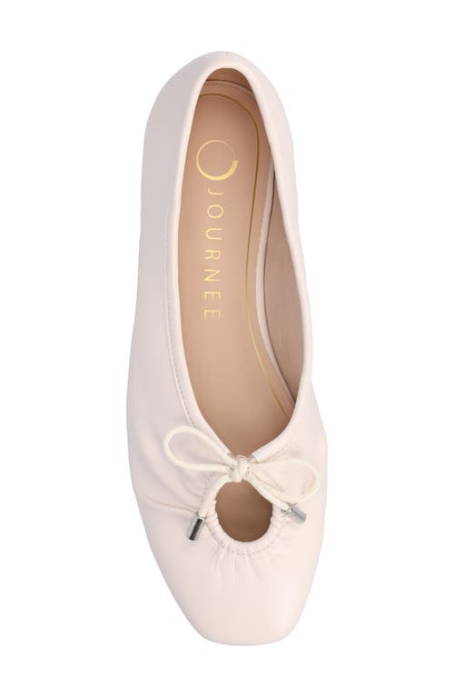 Shop Journee Collection Callee Keyhole Square Toe Flat In Bone