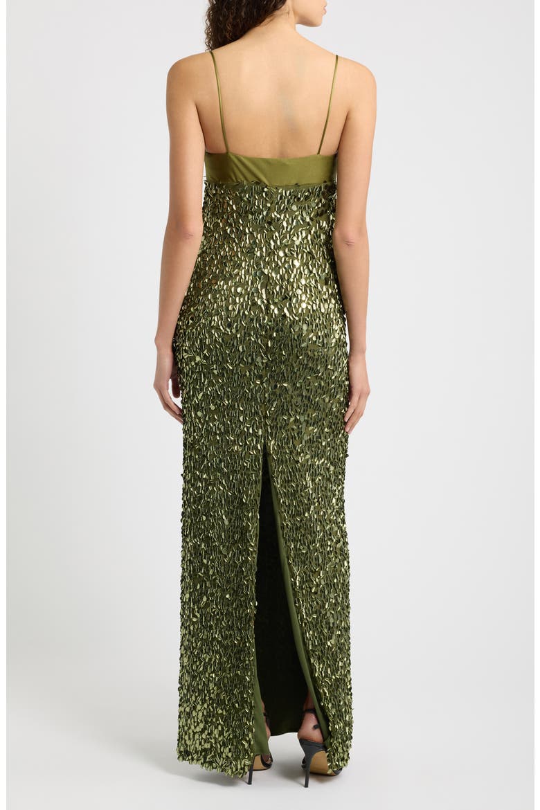 Berri Paillette Column Gown, Alternate, color, MOSS