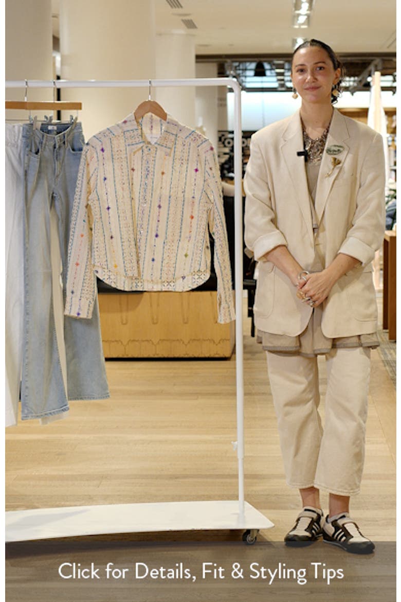 Embroidered Eyelet Button-Up Shirt video