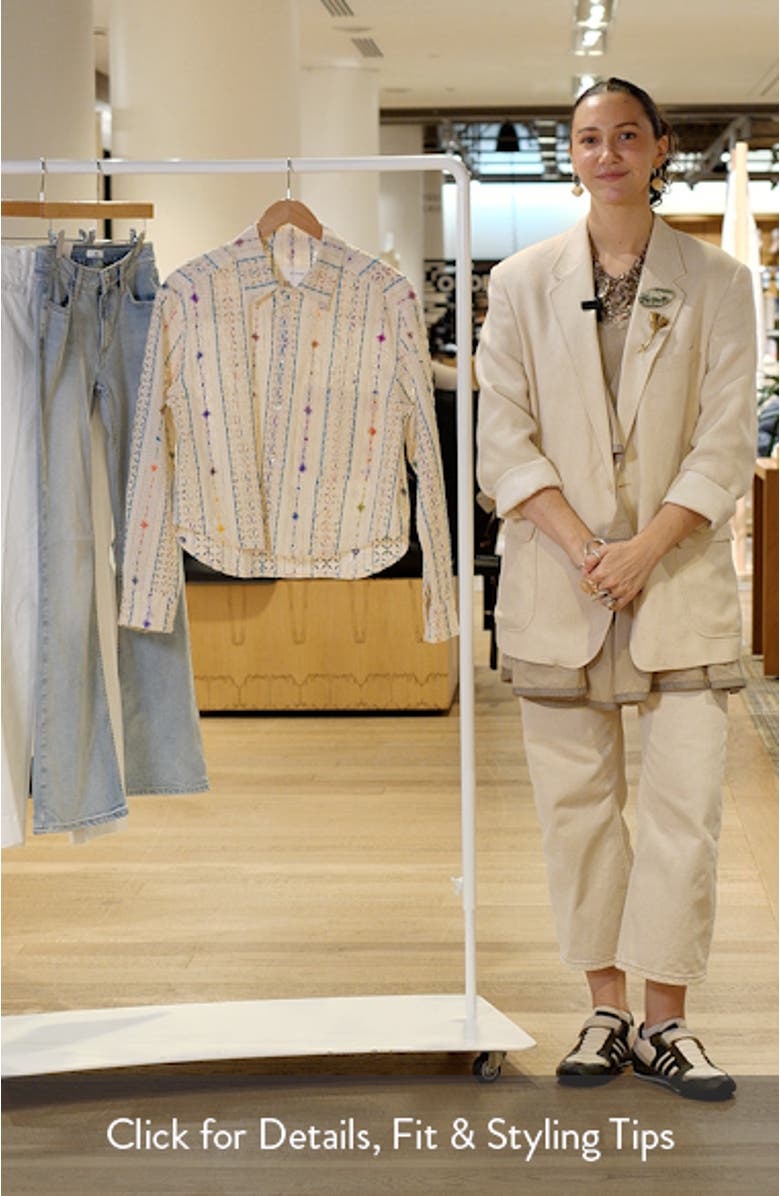 Embroidered Eyelet Button-Up Shirt, sales video thumbnail