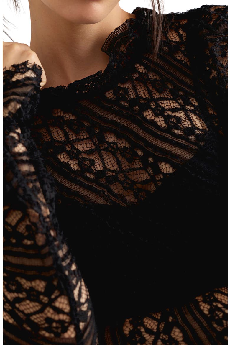 Woodland Whispers Lace Minidress, Alternate, color, BLACK