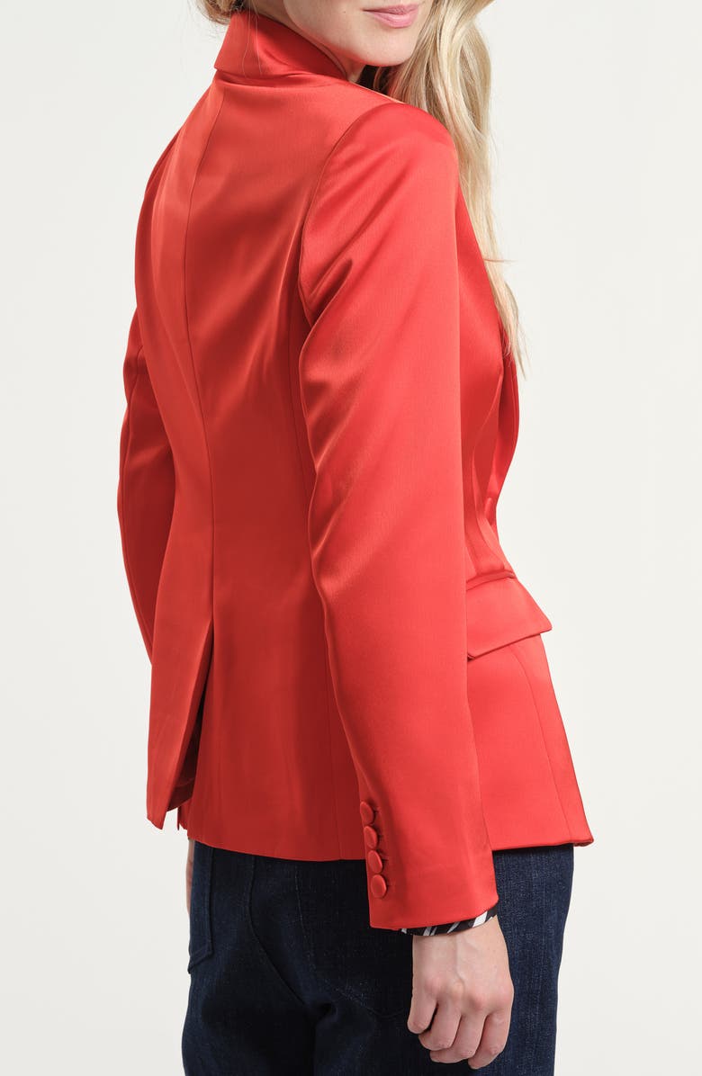 Isaac Mizrahi New York Floral Satin Tuxedo Jacket, Alternate, color, Fiery Red