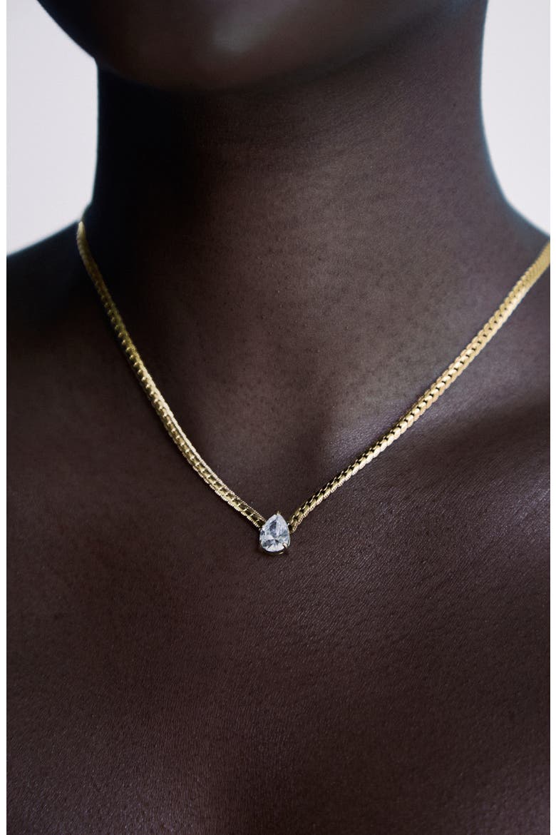 Serene Drop Pear-Cut Solitaire Pendant Necklace, Alternate, color, Gold