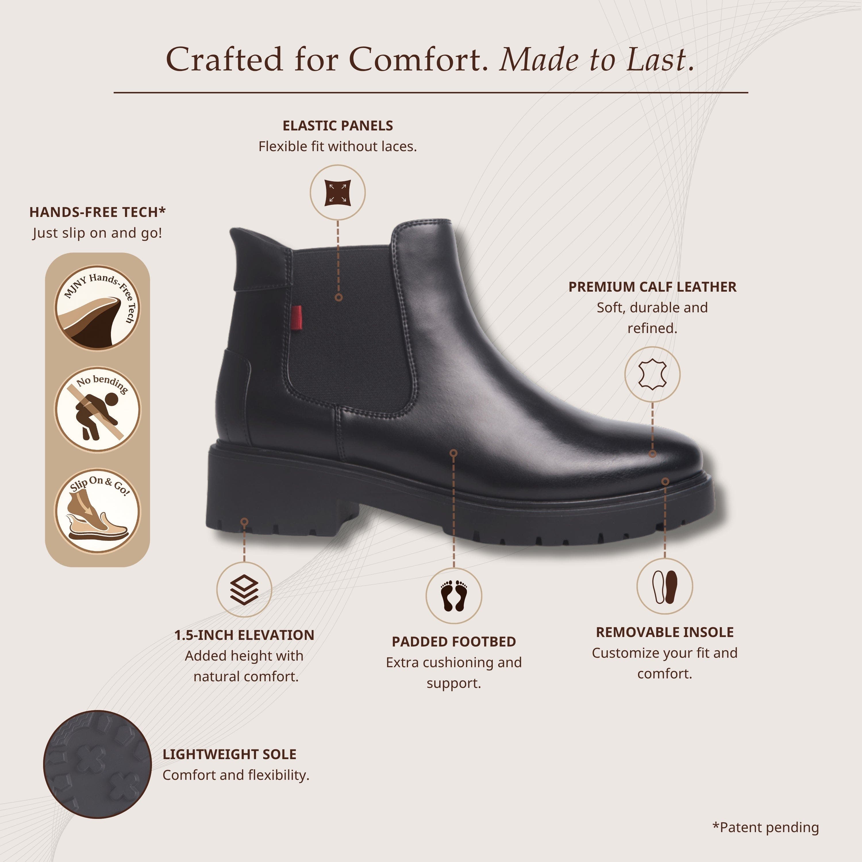 Amber Street Hands Free Technology Chelsea Boot, Alternate, color, Black Napa Leather