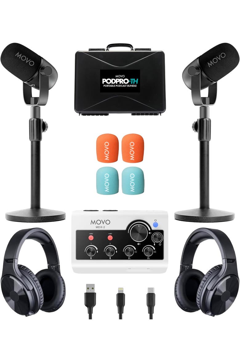PodPro-TH Portable Podcasting Bundle for 2 for Smartphones and Computers, Main, color, Black