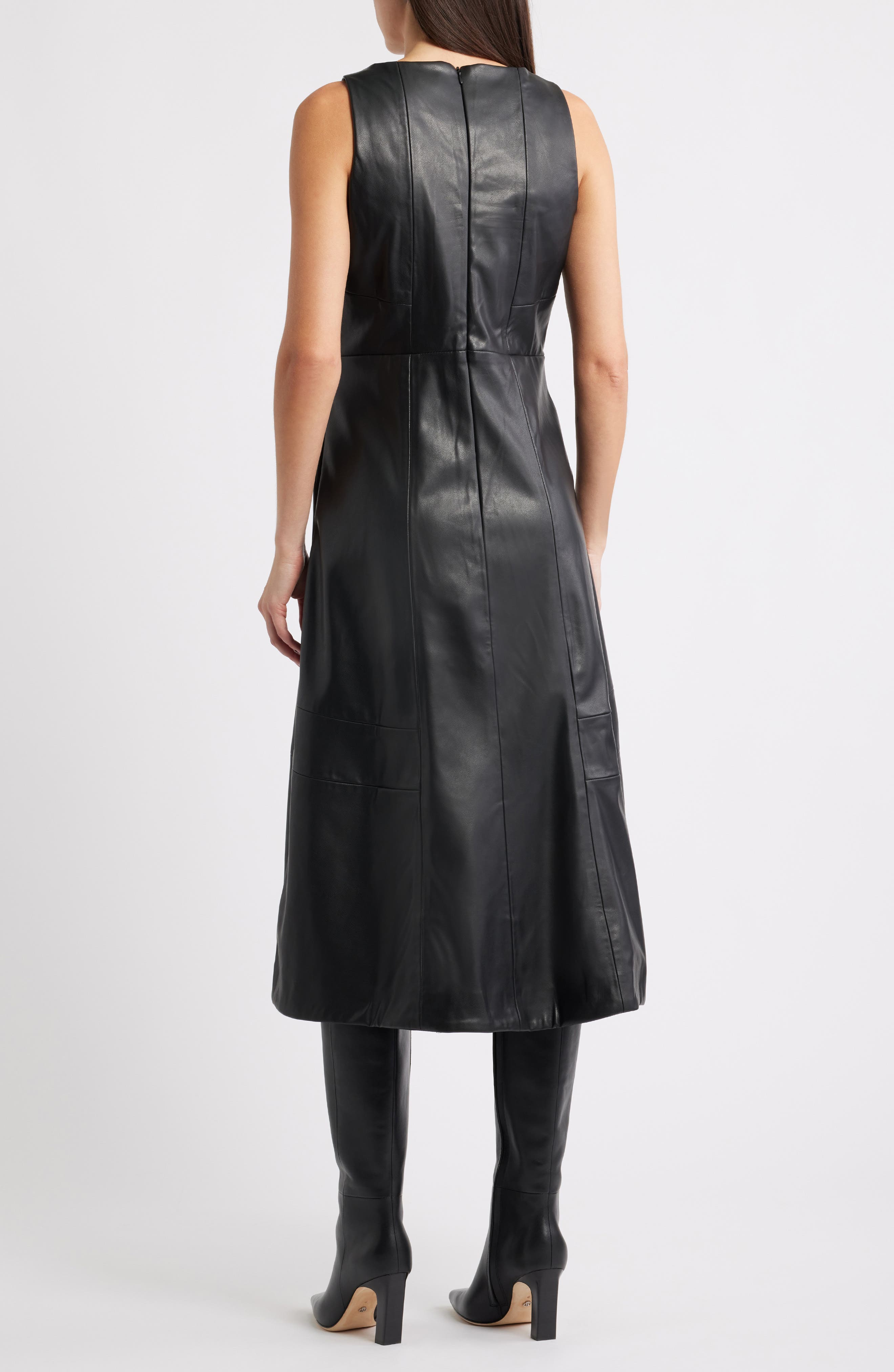 Structured Faux Leather Midi Dress - image 2