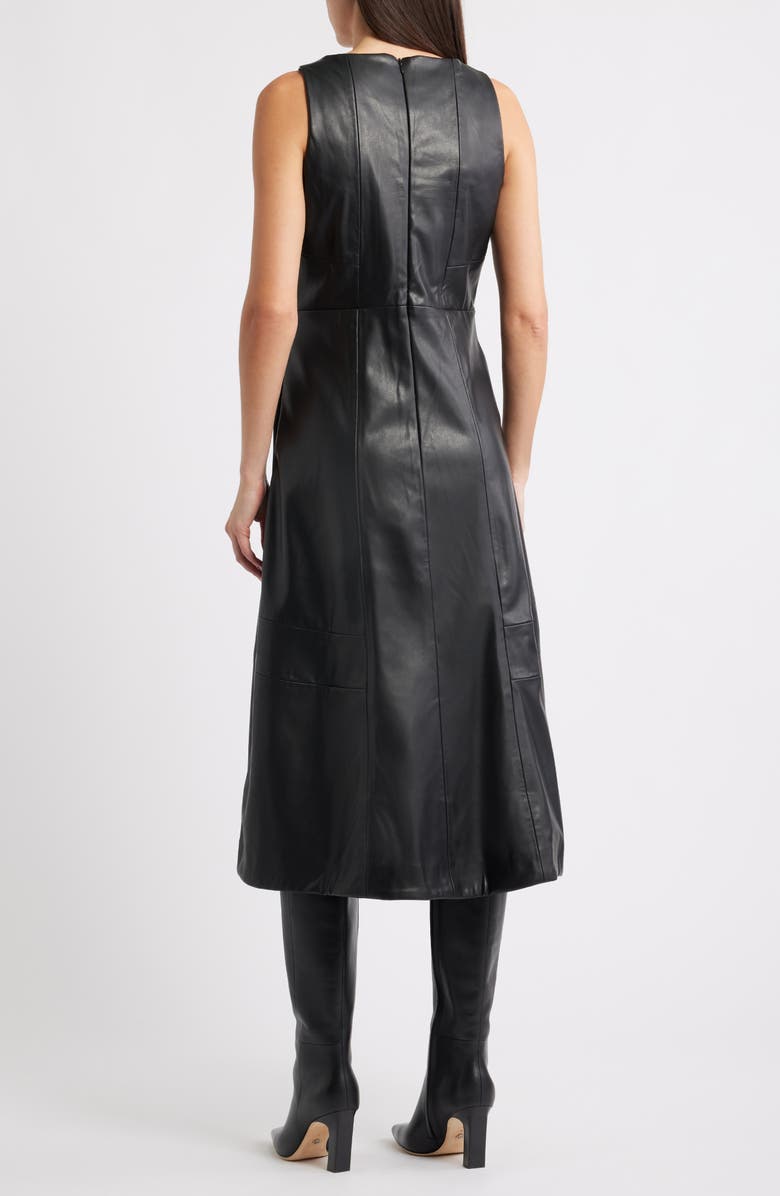 Halogen<sup>®</sup> Structured Faux Leather Midi Dress, Alternate, color, Rich Black 060