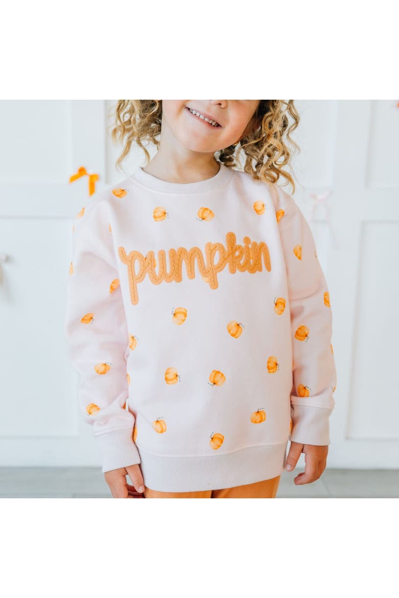 Pumpkin Stitch Patch Sweatshirt, Alternate, color, Soft Pale Pink