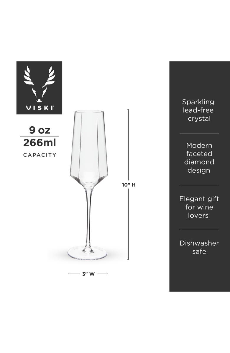 Viski Seneca Crystal Stemmed Champagne Flutes Set of 2, Alternate, color, Clear