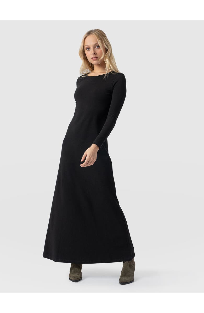 Saint + Sofia Runway Maxi Dress, Main, color, Black