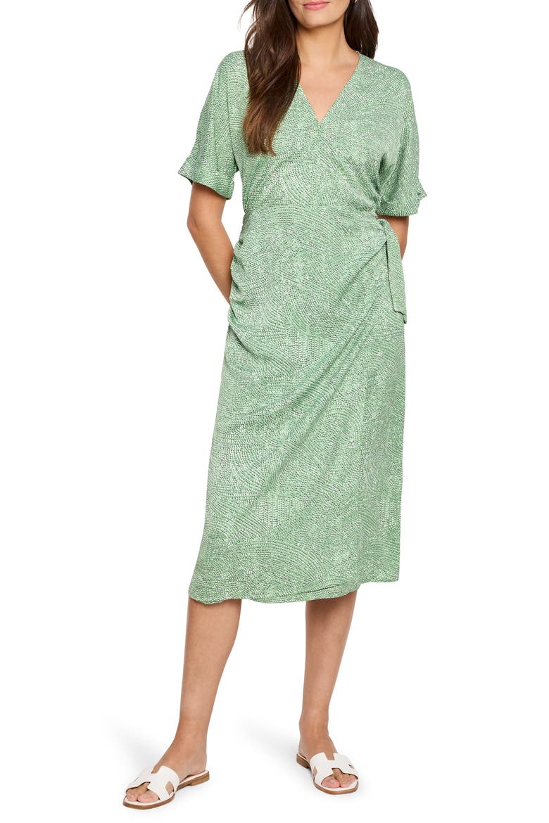 Swirling Sands Wrap Dress, Main, color, GREEN MULTI