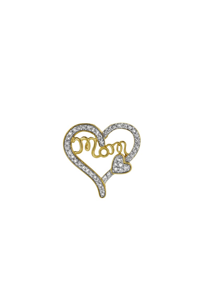 Heart Duo Mom Diamond Pendant Necklace in 10K Yellow Gold, Alternate, color, 10K Yellow Gold