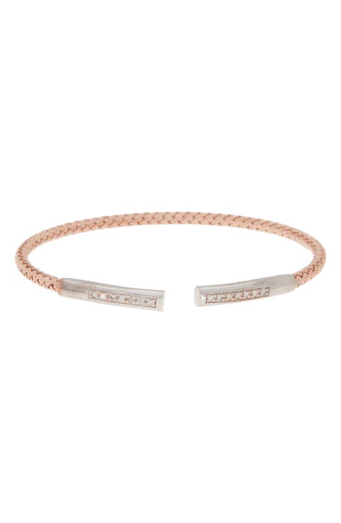 18K Gold Plated Stainless Steel Diamond Bangle Bracelet - 0.12 ctw.