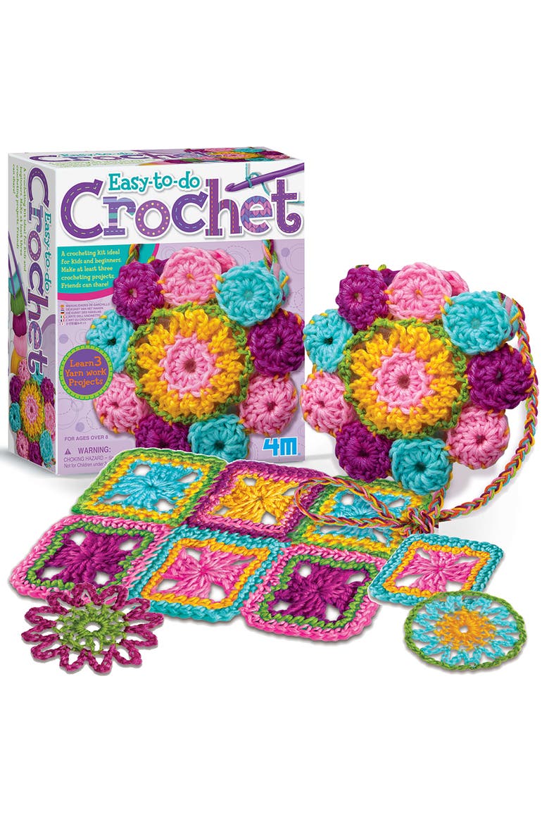 Easy to do Crochet Kit, 3 Yarn Crafts Projects, Alternate, color, Multicolored