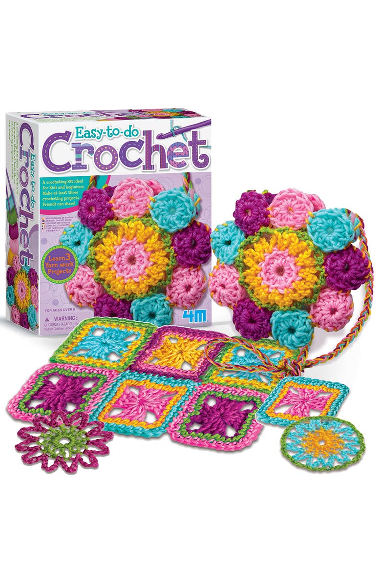 4M Easy to do Crochet Kit, 3 Yarn Crafts Projects, Alternate, color, Multicolored