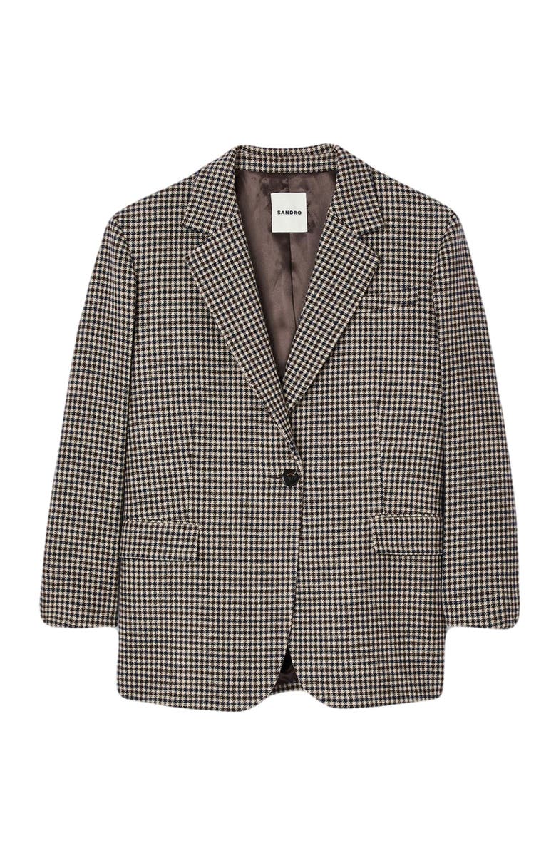 SANDRO Small-check suit jacket, Alternate, color,